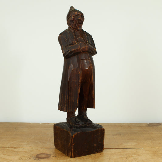 Folk Art - a primitive carved wooden sculptural figure, 34.5cm high, probably French
