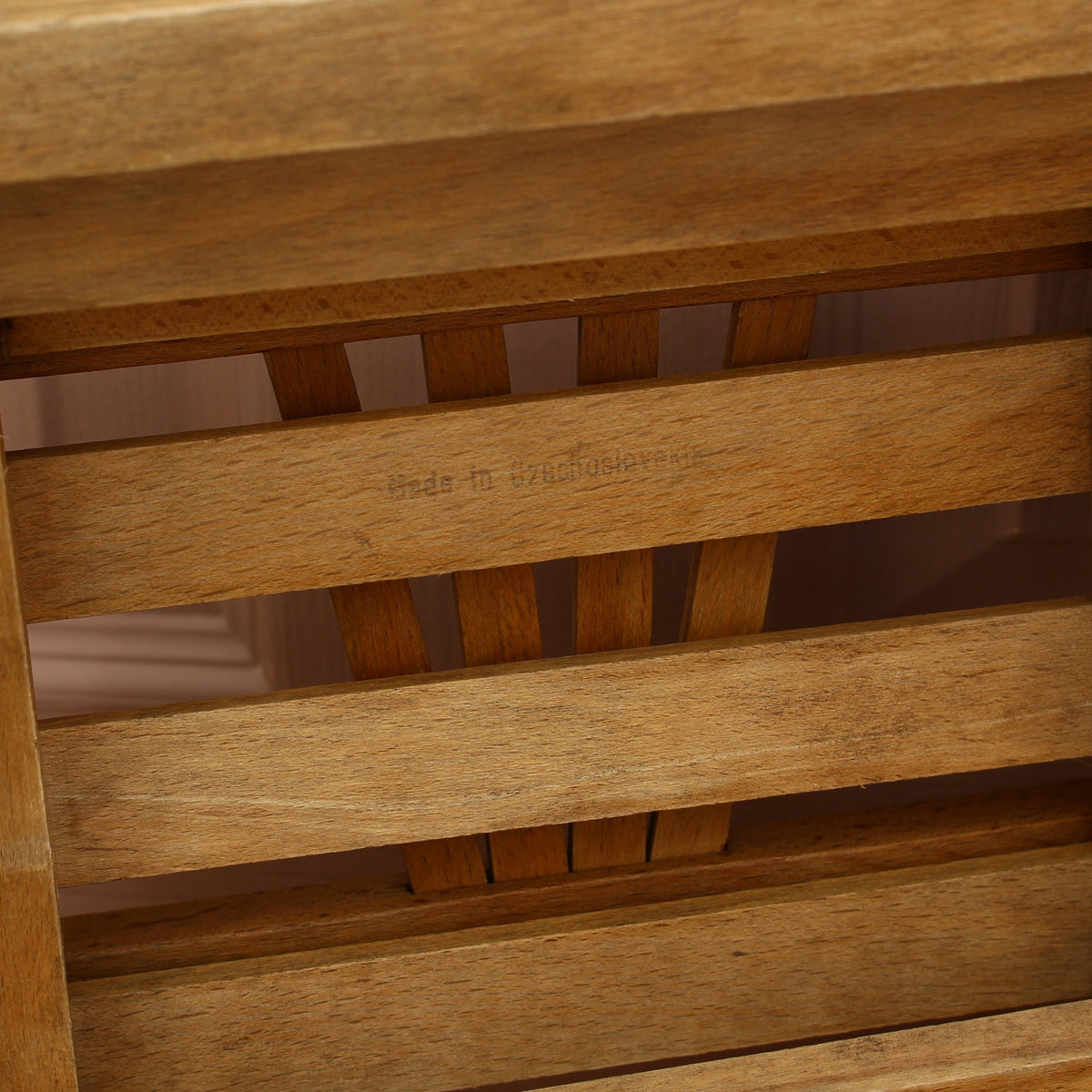 Furniture - a vintage mid-century wooden child's folding chair, manufactured in Czechoslovakia, sunburst or fan-shaped slat backrest, probably manufactured by Sfinx Fiľakovo or Thonet