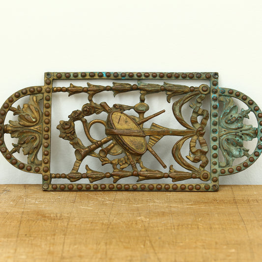 Reclamation & Salvage - a decorative brass finger plate, cast in relief