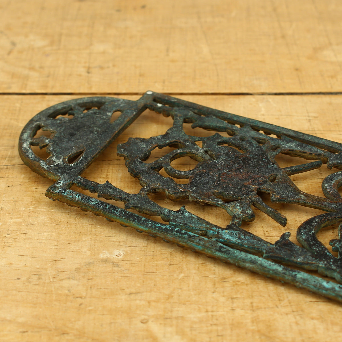 Reclamation & Salvage - a decorative brass finger plate, cast in relief