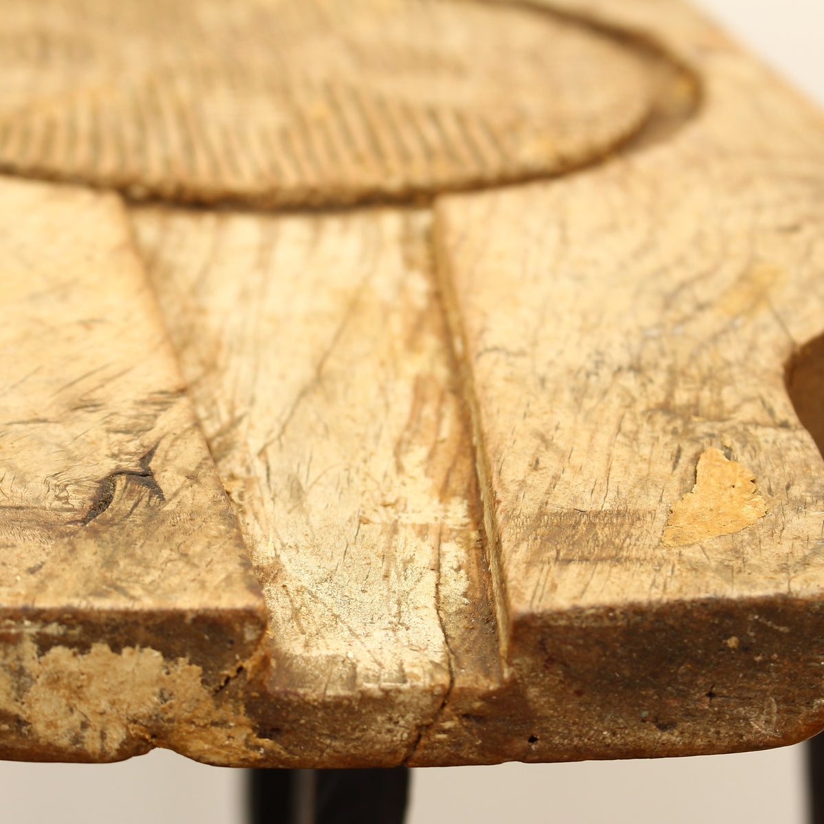 Treen, Kitchenalia - a primitively formed French wooden cheese press section