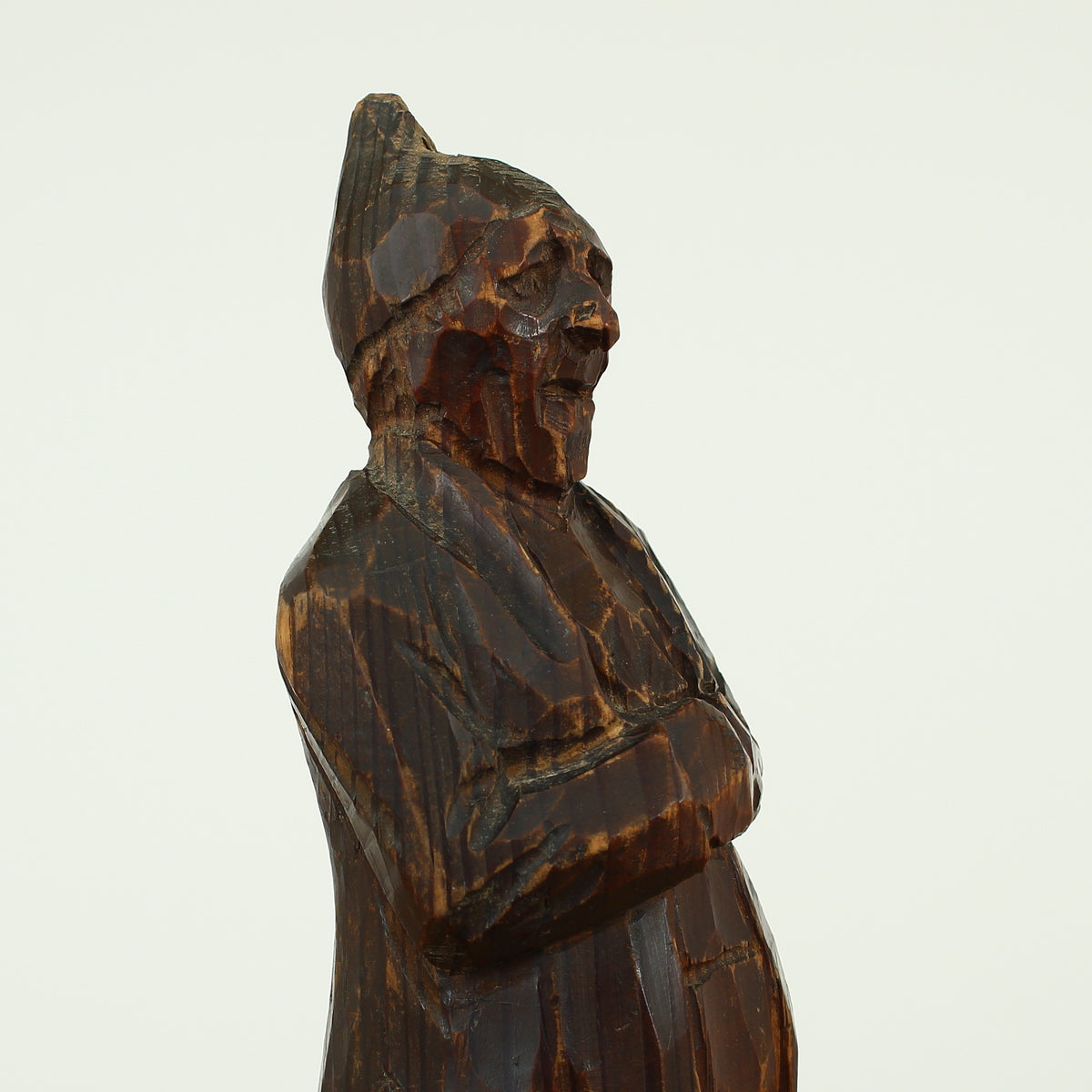 Folk Art - a primitive carved wooden sculptural figure, 34.5cm high, probably French
