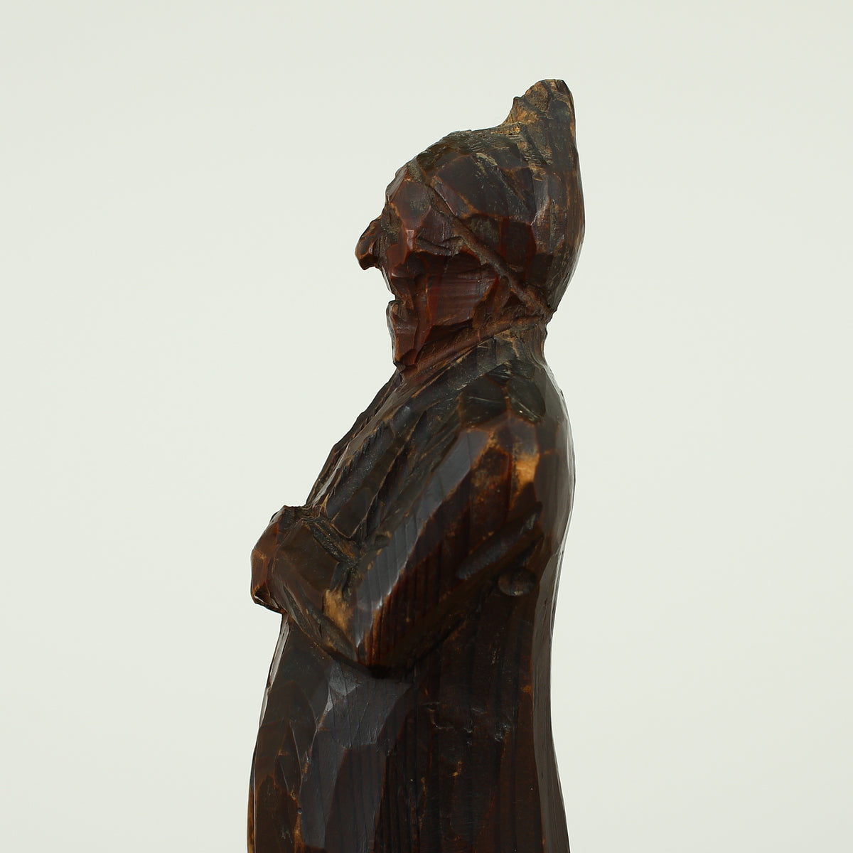 Folk Art - a primitive carved wooden sculptural figure, 34.5cm high, probably French