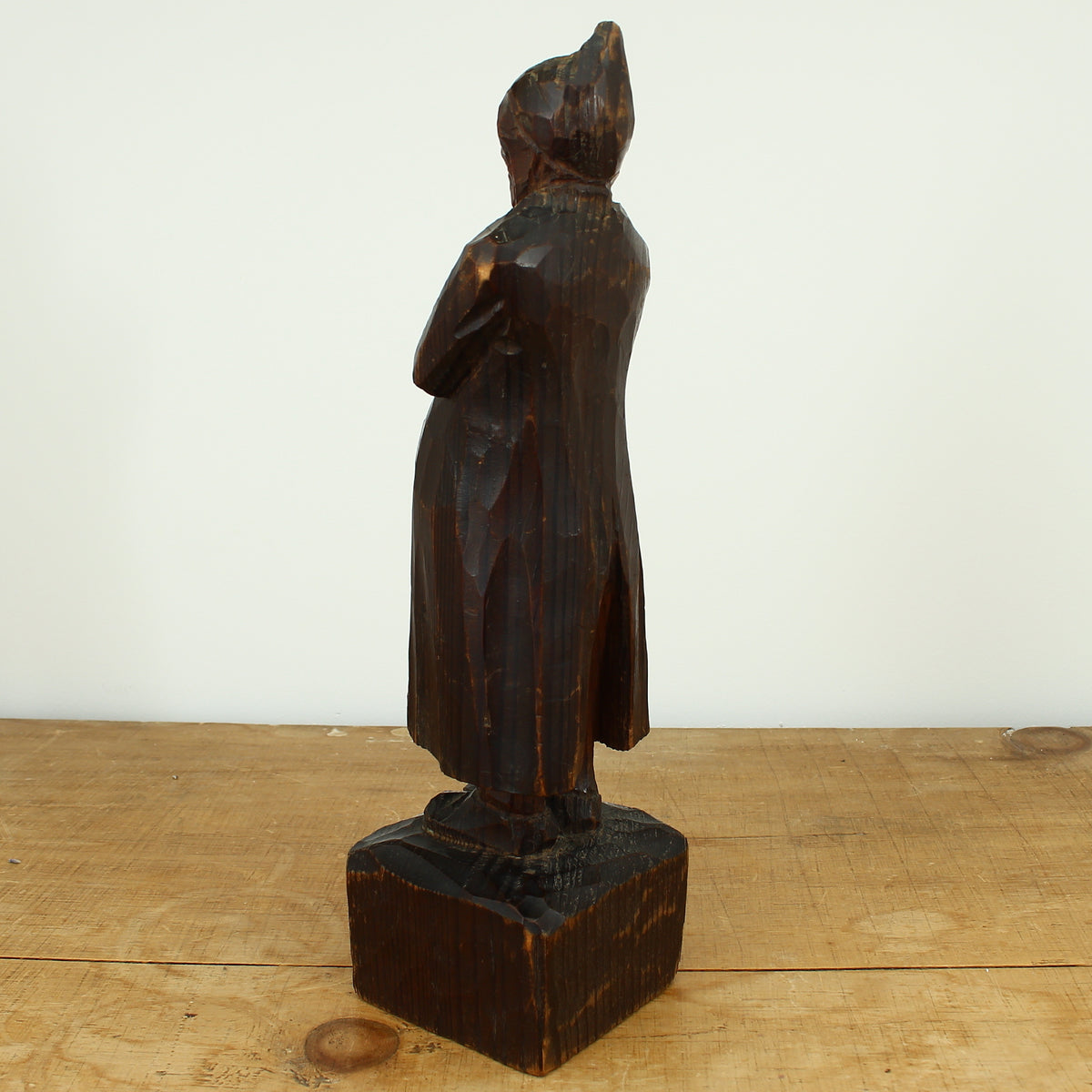 Folk Art - a primitive carved wooden sculptural figure, 34.5cm high, probably French