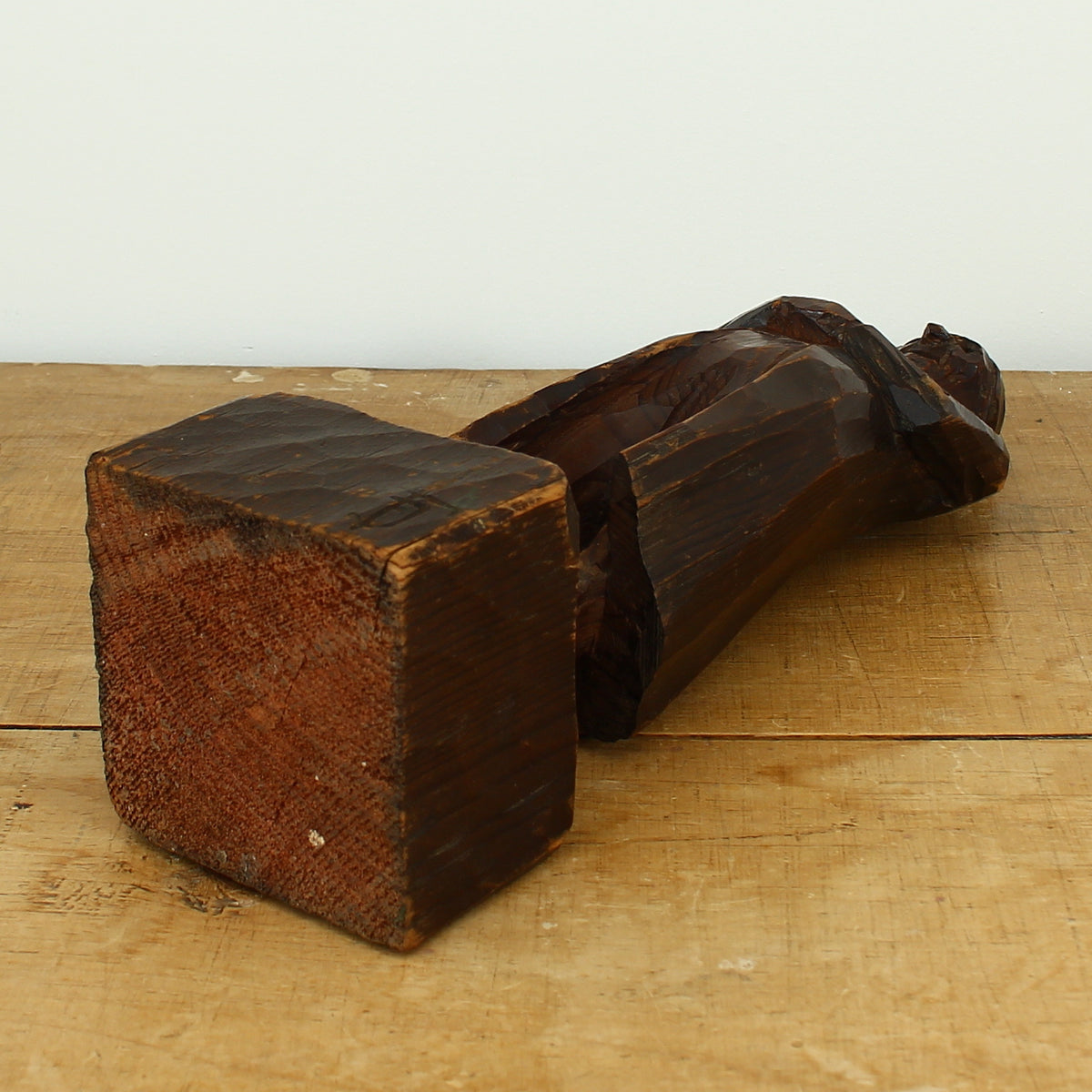 Folk Art - a primitive carved wooden sculptural figure, 34.5cm high, probably French