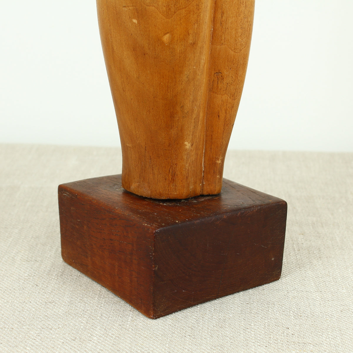 Jean W Cubrie (French)  - a wooden sculpture, Cygne Mysterieux (Mysterious Swan), inscribed to base, 42cm high overall
