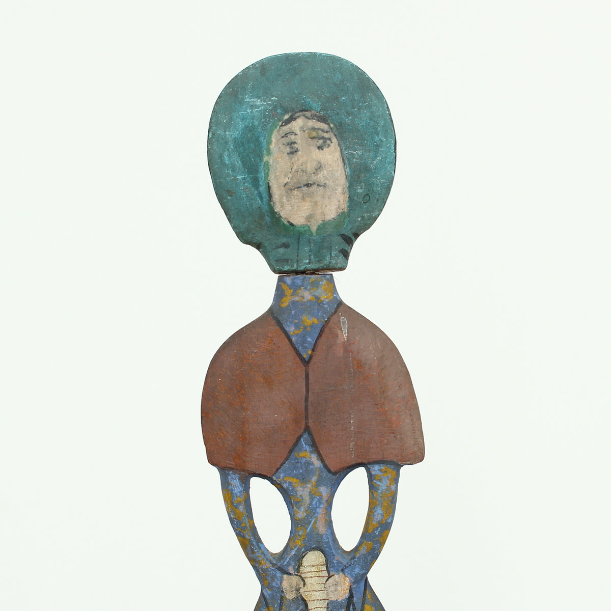Treen, Folk Art - a pair of early 20th century painted wooden figures, of a well dressed gentleman and lady