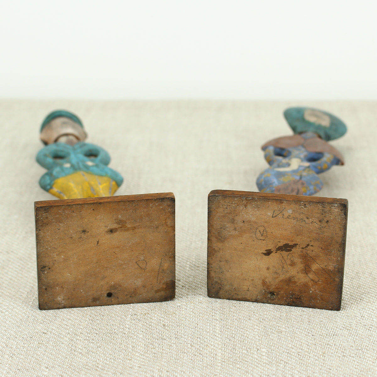 Treen, Folk Art - a pair of early 20th century painted wooden figures, of a well dressed gentleman and lady