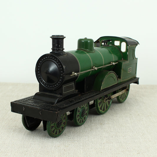Toys & Juvenalia - a Gebrüder Bing (Germany) tinplate and clockwork 4-4-0 tank locomotive floor train, green livery, No.3410