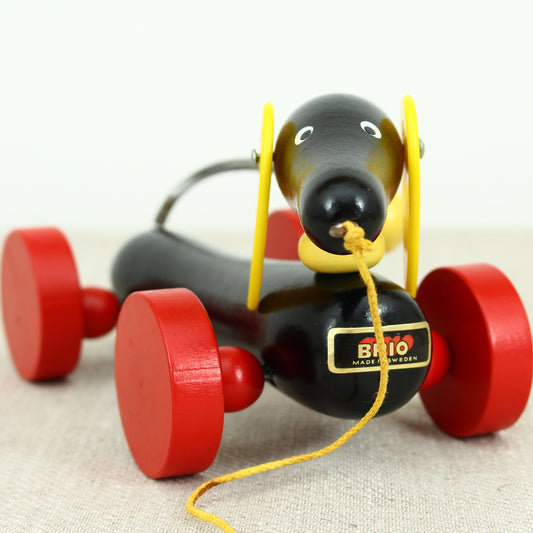 Toys & Juvenalia - a Brio (Sweden) novelty Dachsie (Dachsund/Sausage Dog) wooden pull-along toy, No.31120, boxed