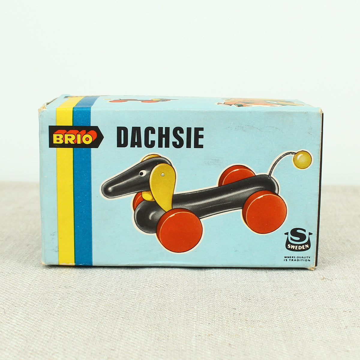 Toys & Juvenalia - a Brio (Sweden) novelty Dachsie (Dachsund/Sausage Dog) wooden pull-along toy, No.31120, boxed