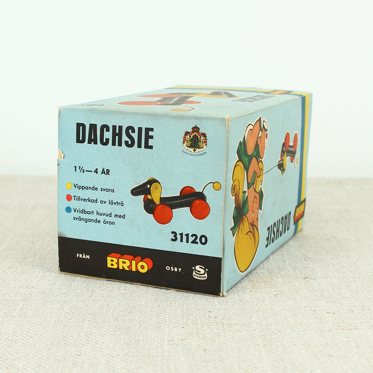 Toys & Juvenalia - a Brio (Sweden) novelty Dachsie (Dachsund/Sausage Dog) wooden pull-along toy, No.31120, boxed