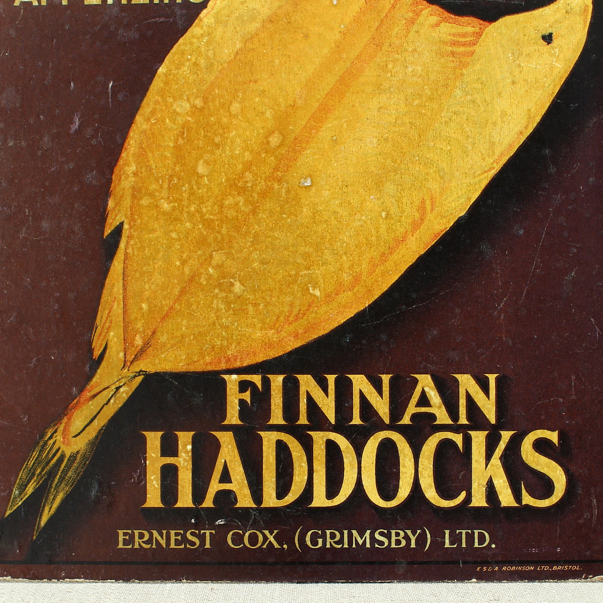 Advertising - a rectangular shaped pictorial cardboard showcard, Ernest Cox, Finnan Haddocks, Ernest Cox (Grimsby) Ltd.