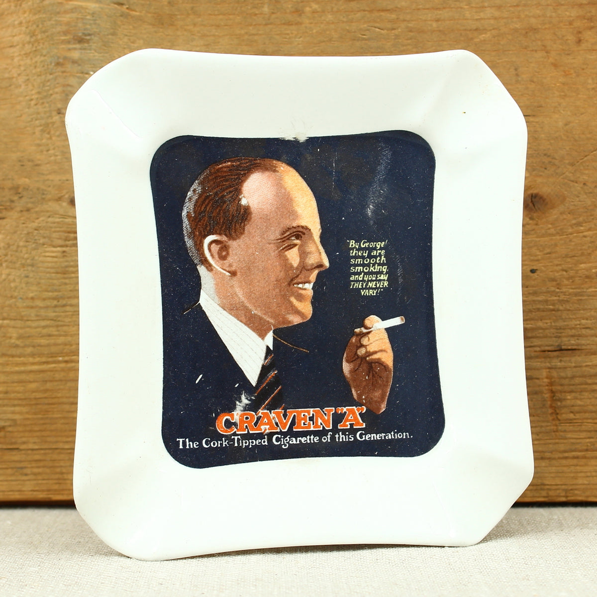 Advertising, Tobacciana - a Royal Doulton shaped rectangular transfer printed cigarette dish, Craven 'A'