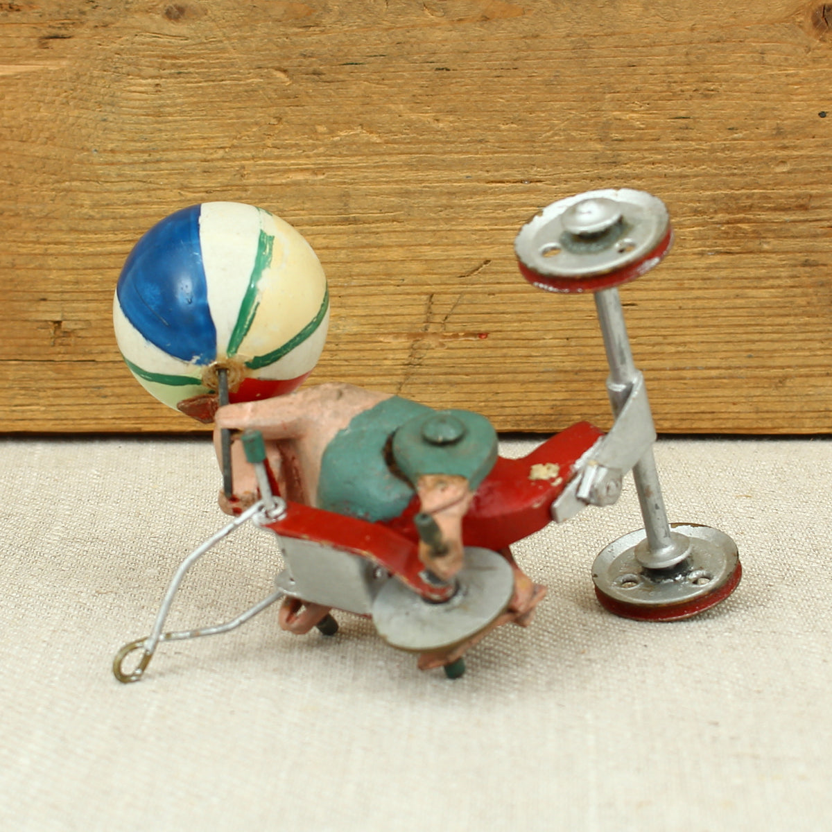 Toys & Juvenalia - a novelty scratch built Folk Art toy, Pig riding a tricycle
