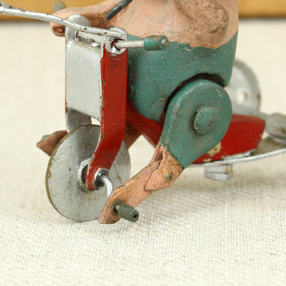 Toys & Juvenalia - a novelty scratch built Folk Art toy, Pig riding a tricycle