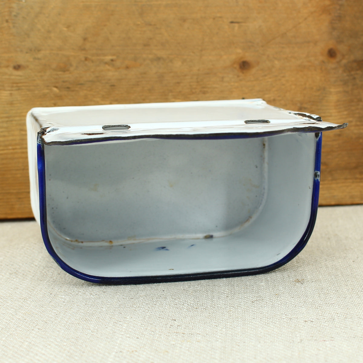 A Vintage French blue and white enamel wall mounted 'Allumettes' box