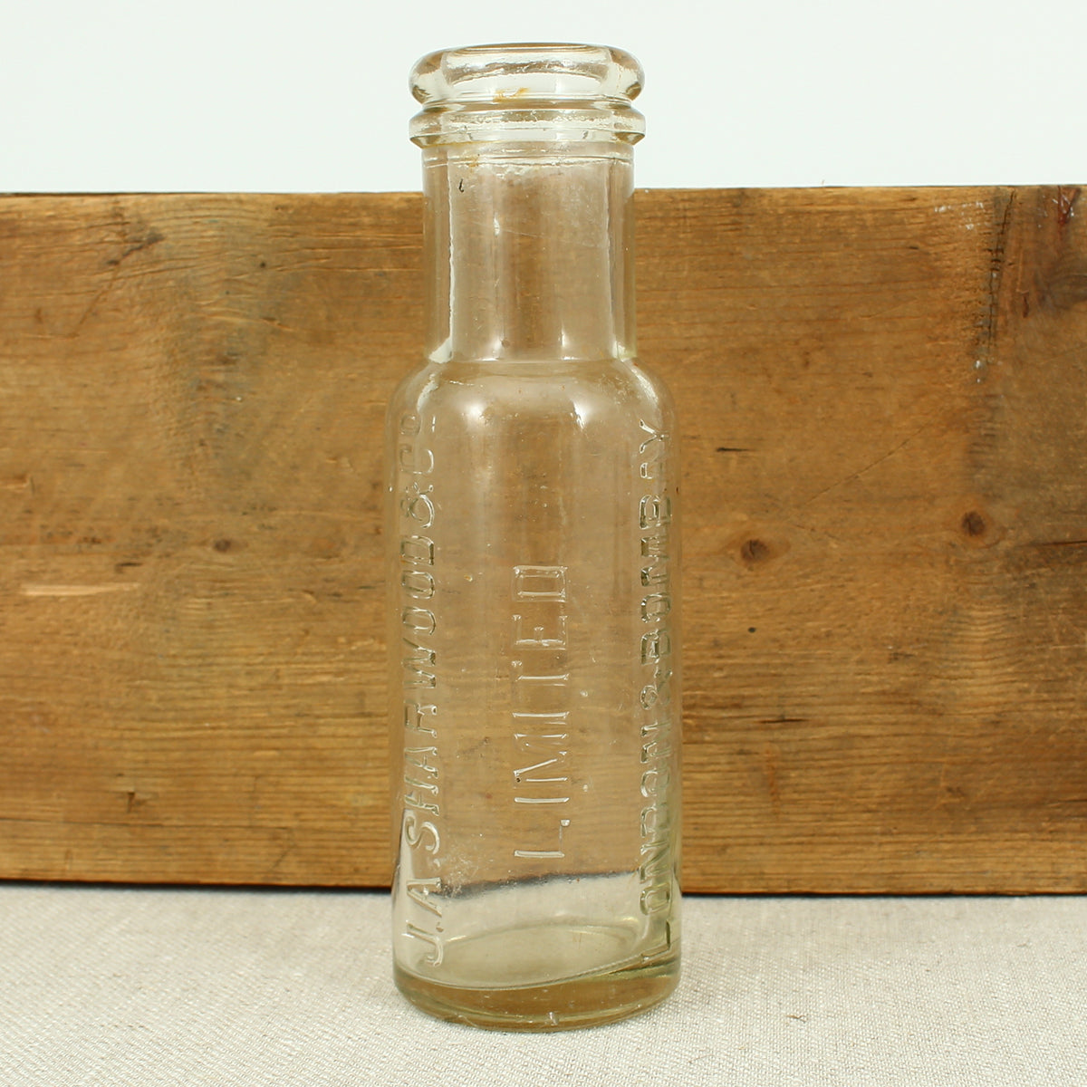 Advertising & Kitchenalia - a late 19th century or early 20th century clear glass condiment or sauce bottle, J.A.Sharwood & Co Limited, London & Bombay