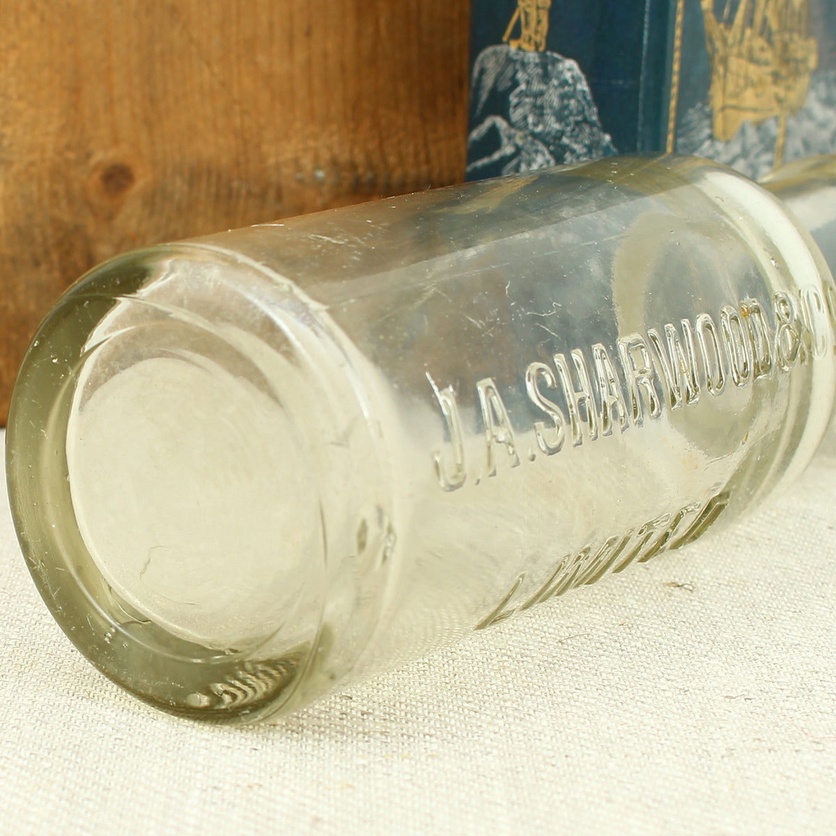 Advertising & Kitchenalia - a late 19th century or early 20th century clear glass condiment or sauce bottle, J.A.Sharwood & Co Limited, London & Bombay