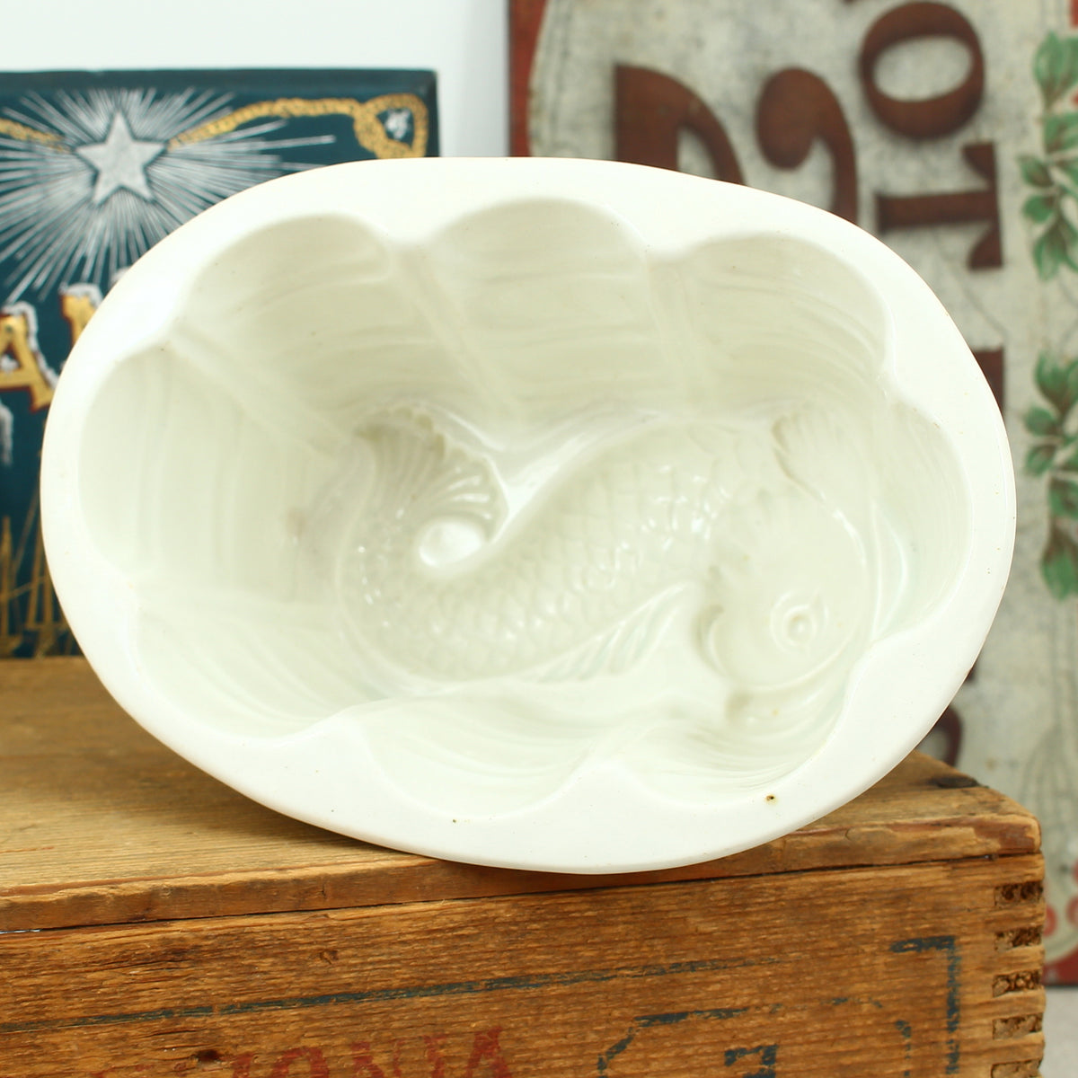 Kitchenalia - a late 19th century Copeland white ironstone jelly mould or savory fish mould