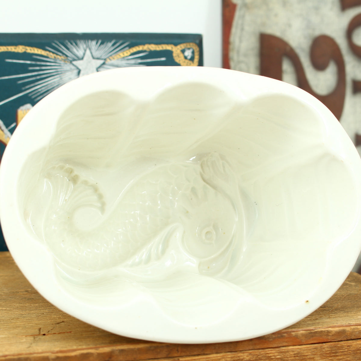 Kitchenalia - a late 19th century Copeland white ironstone jelly mould or savory fish mould