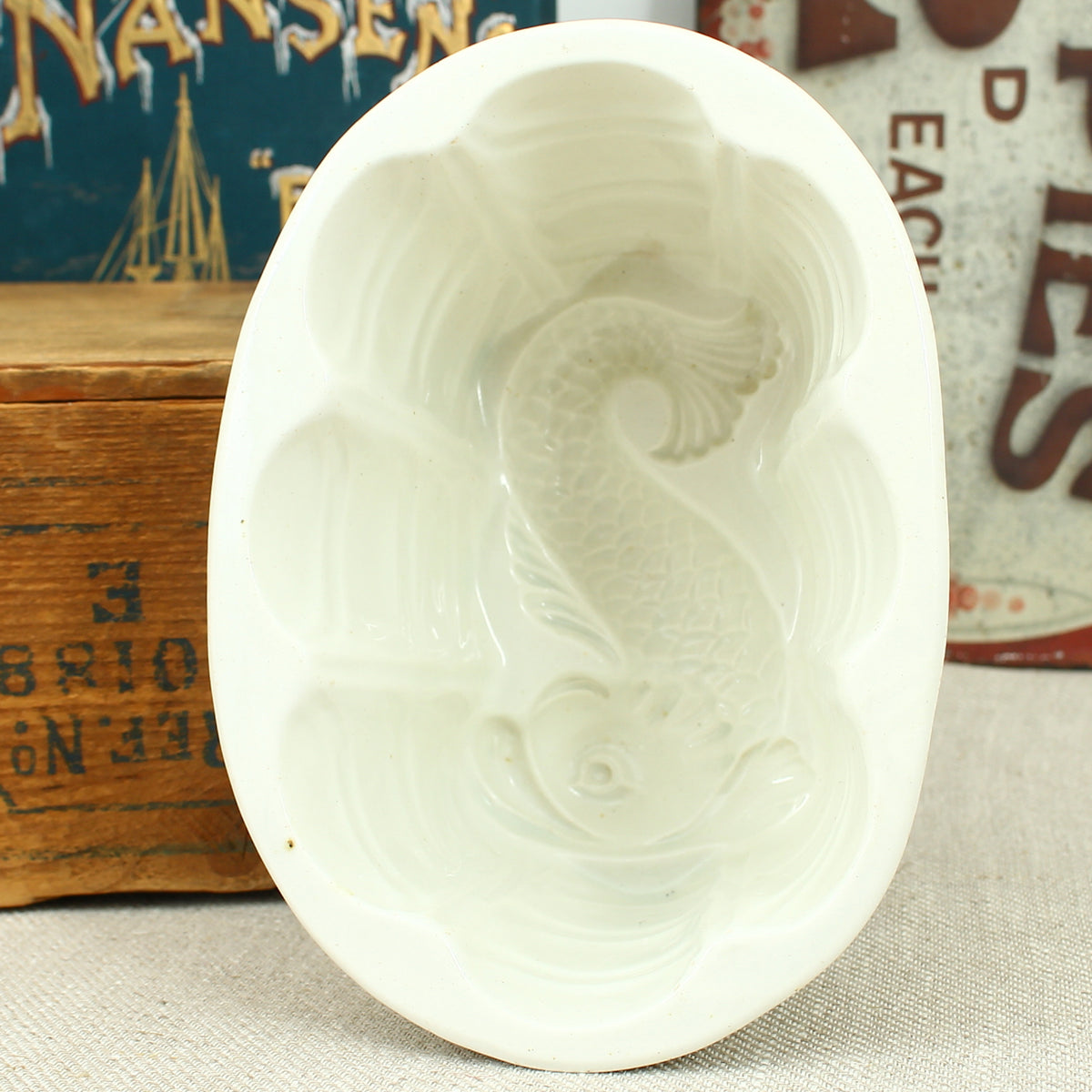Kitchenalia - a late 19th century Copeland white ironstone jelly mould or savory fish mould