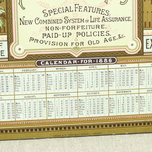 A West of England Fire and Life Insurance Company calendar and blotter for 1886