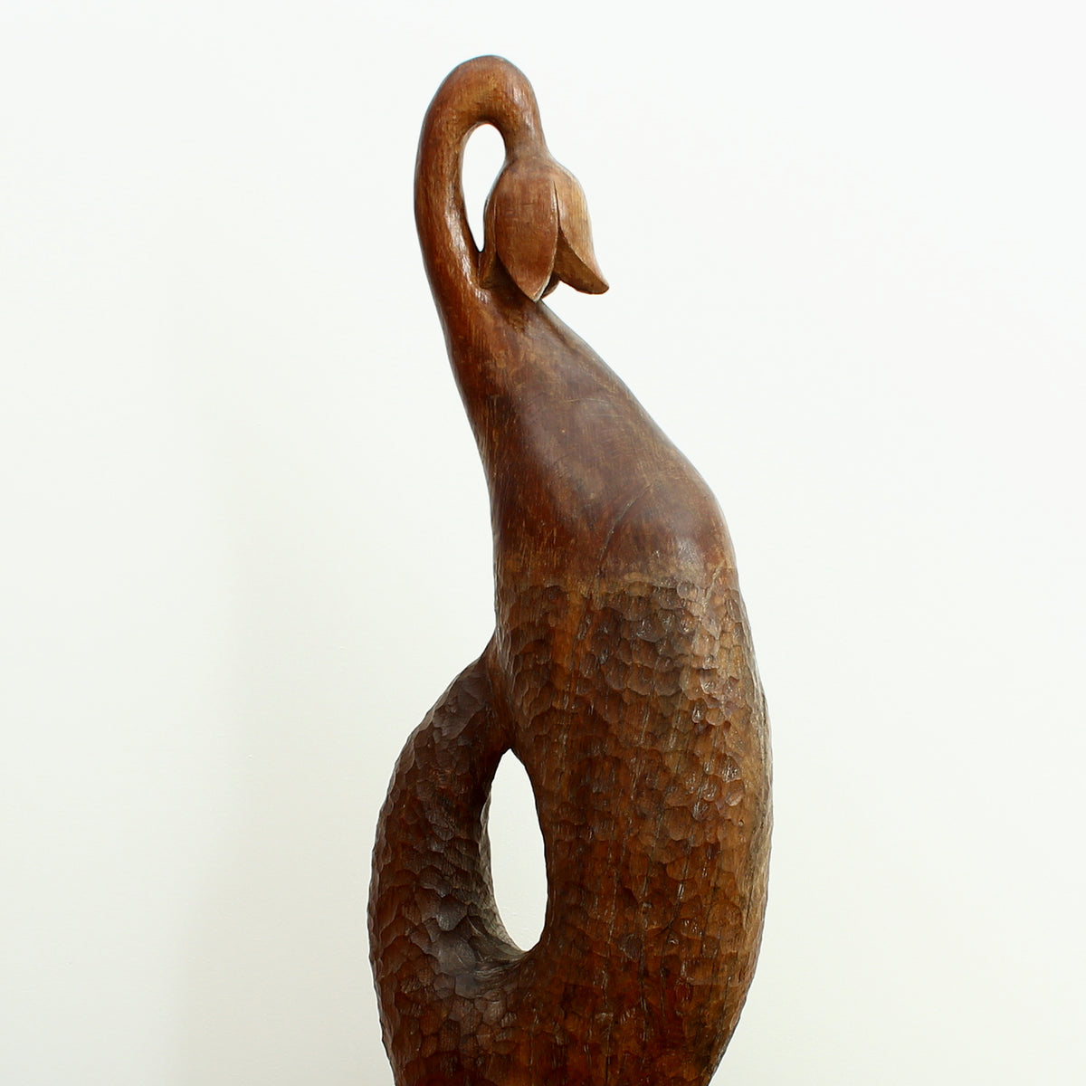Turnley Hoskins (Master Carver, Cornwall, England. Devon and Cornwall branch of the British Woodcarver's Association), Eden Oak Germination, wooden sculpture, adzed textural surface, abstract form, labels to base, 81cm high overall