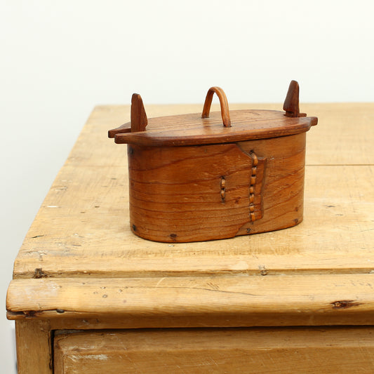 Folk Art - a late 19th century or early 20th century traditional Scandinavian bentwood storage container