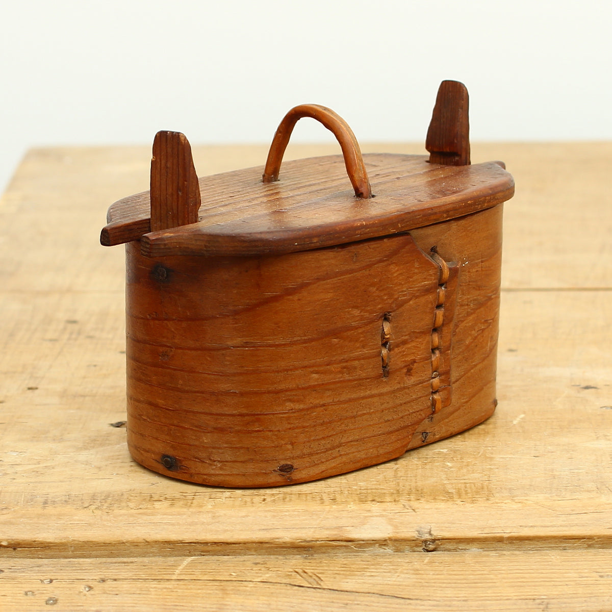 Folk Art - a late 19th century or early 20th century traditional Scandinavian bentwood storage container