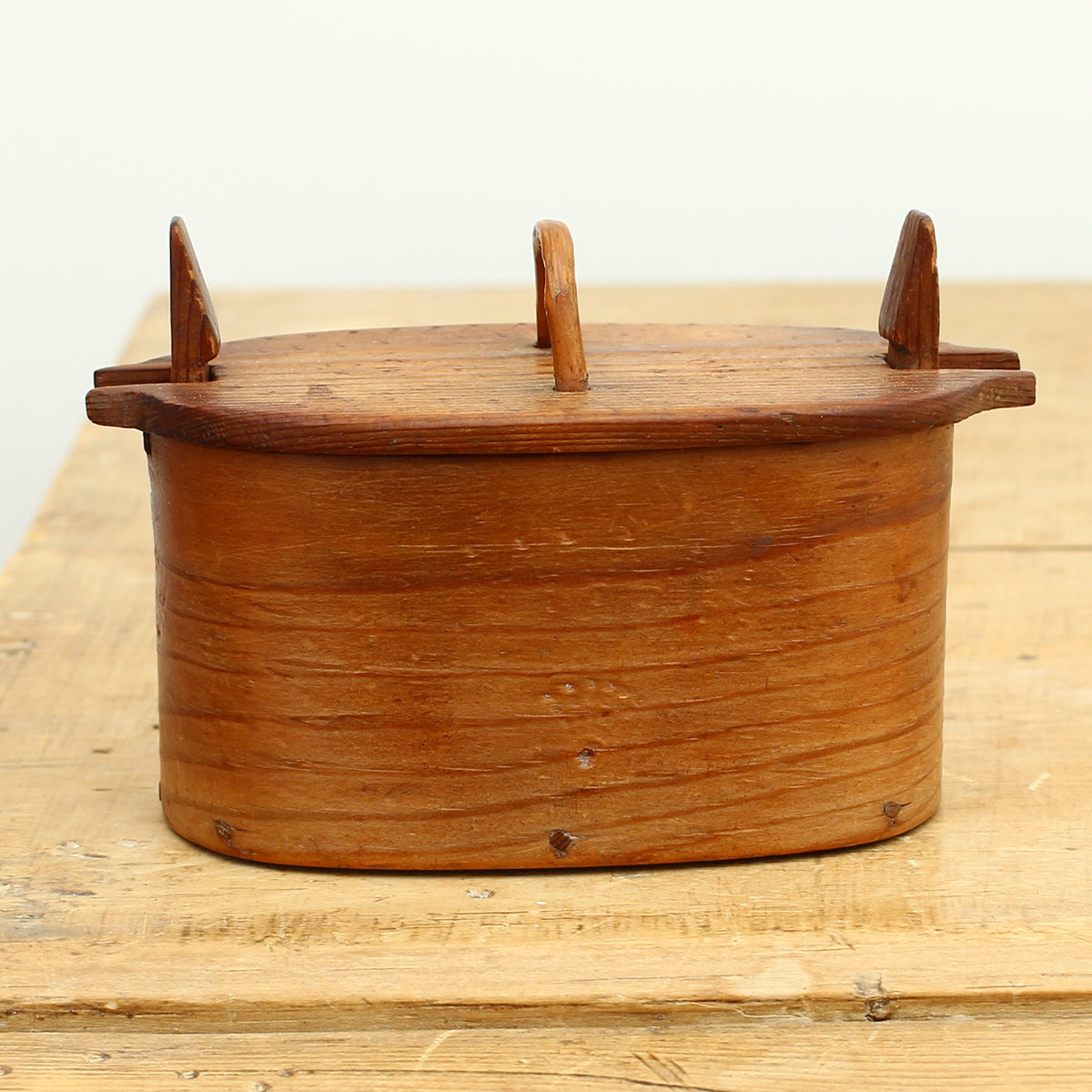 Folk Art - a late 19th century or early 20th century traditional Scandinavian bentwood storage container