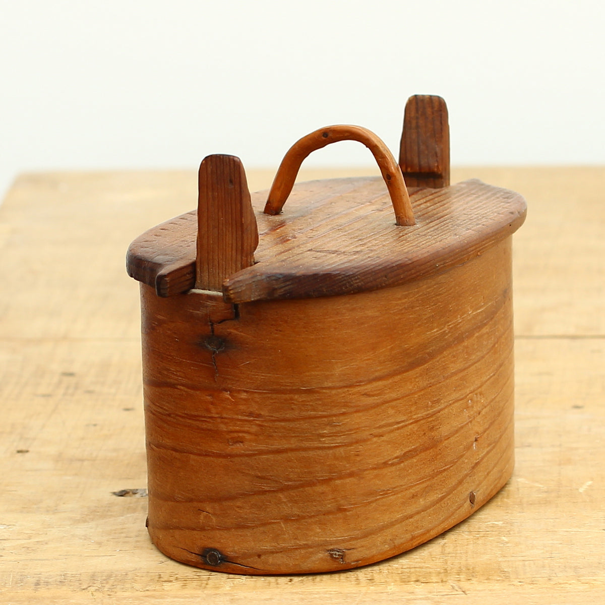 Folk Art - a late 19th century or early 20th century traditional Scandinavian bentwood storage container