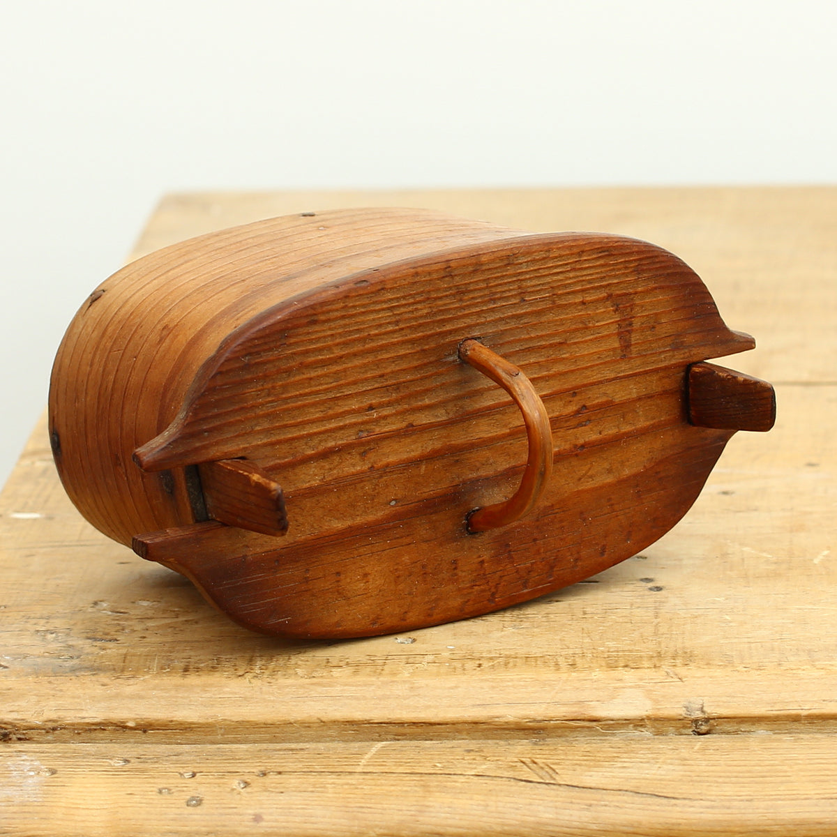 Folk Art - a late 19th century or early 20th century traditional Scandinavian bentwood storage container