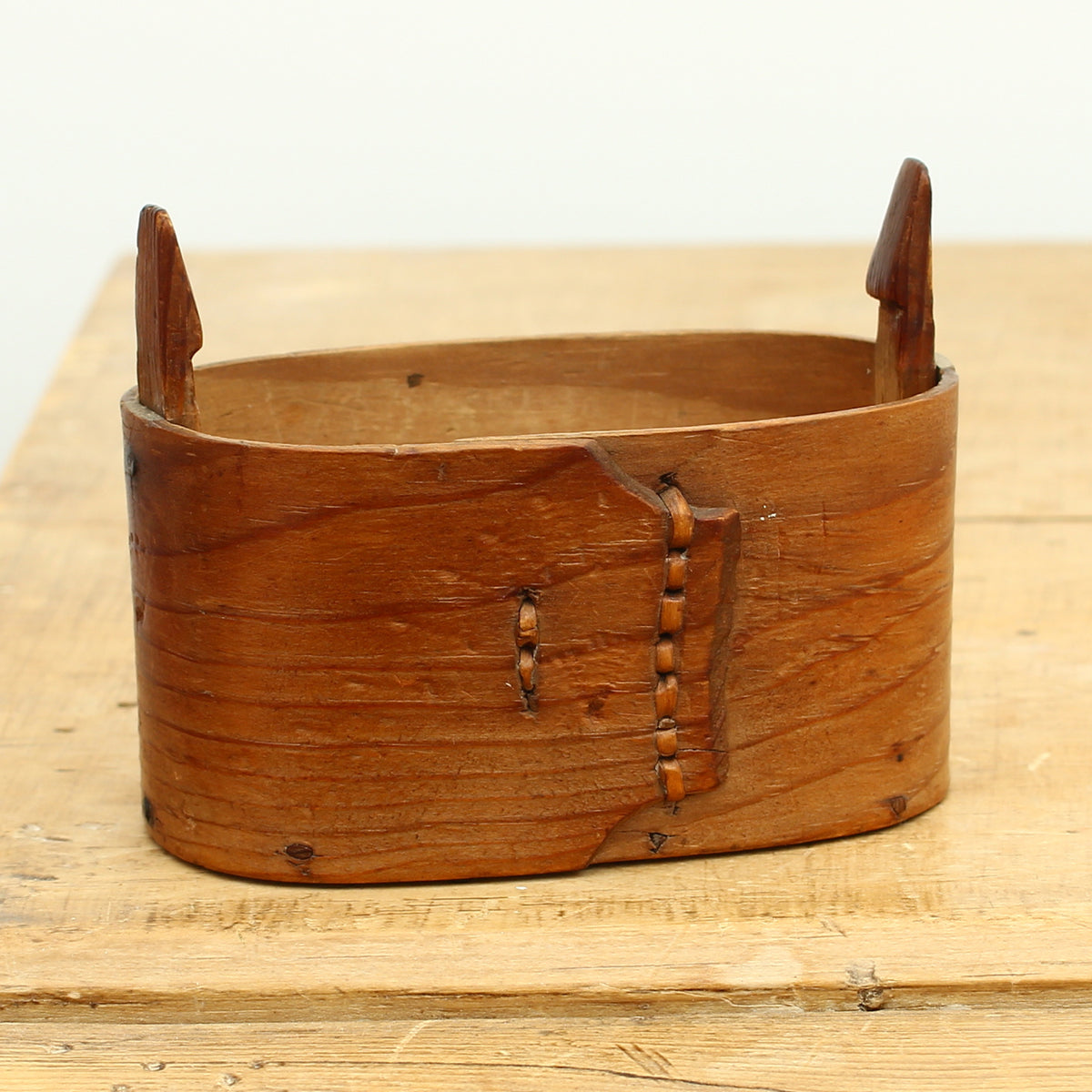 Folk Art - a late 19th century or early 20th century traditional Scandinavian bentwood storage container