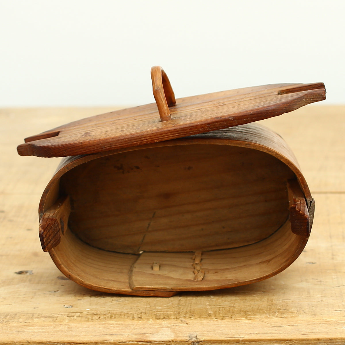 Folk Art - a late 19th century or early 20th century traditional Scandinavian bentwood storage container