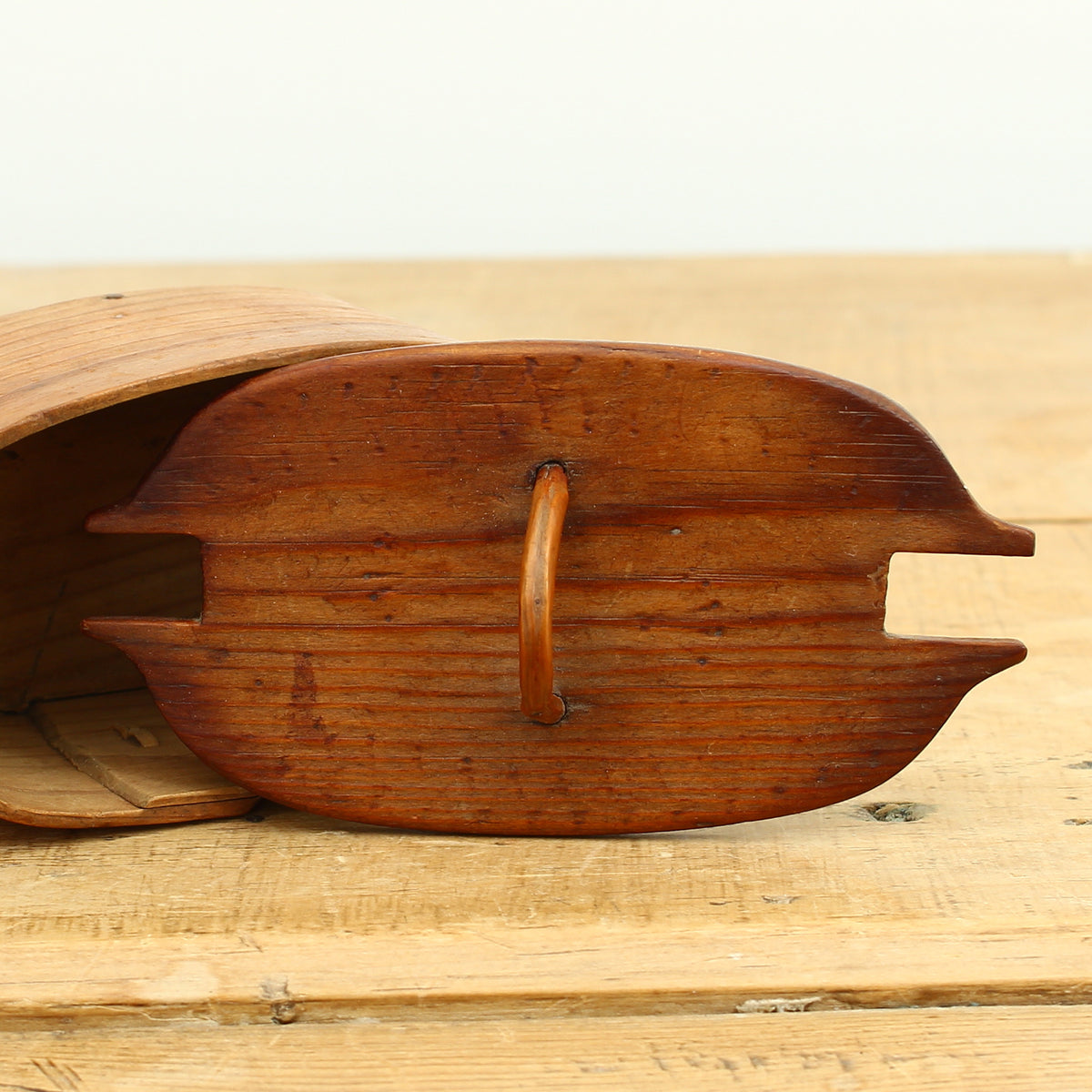 Folk Art - a late 19th century or early 20th century traditional Scandinavian bentwood storage container