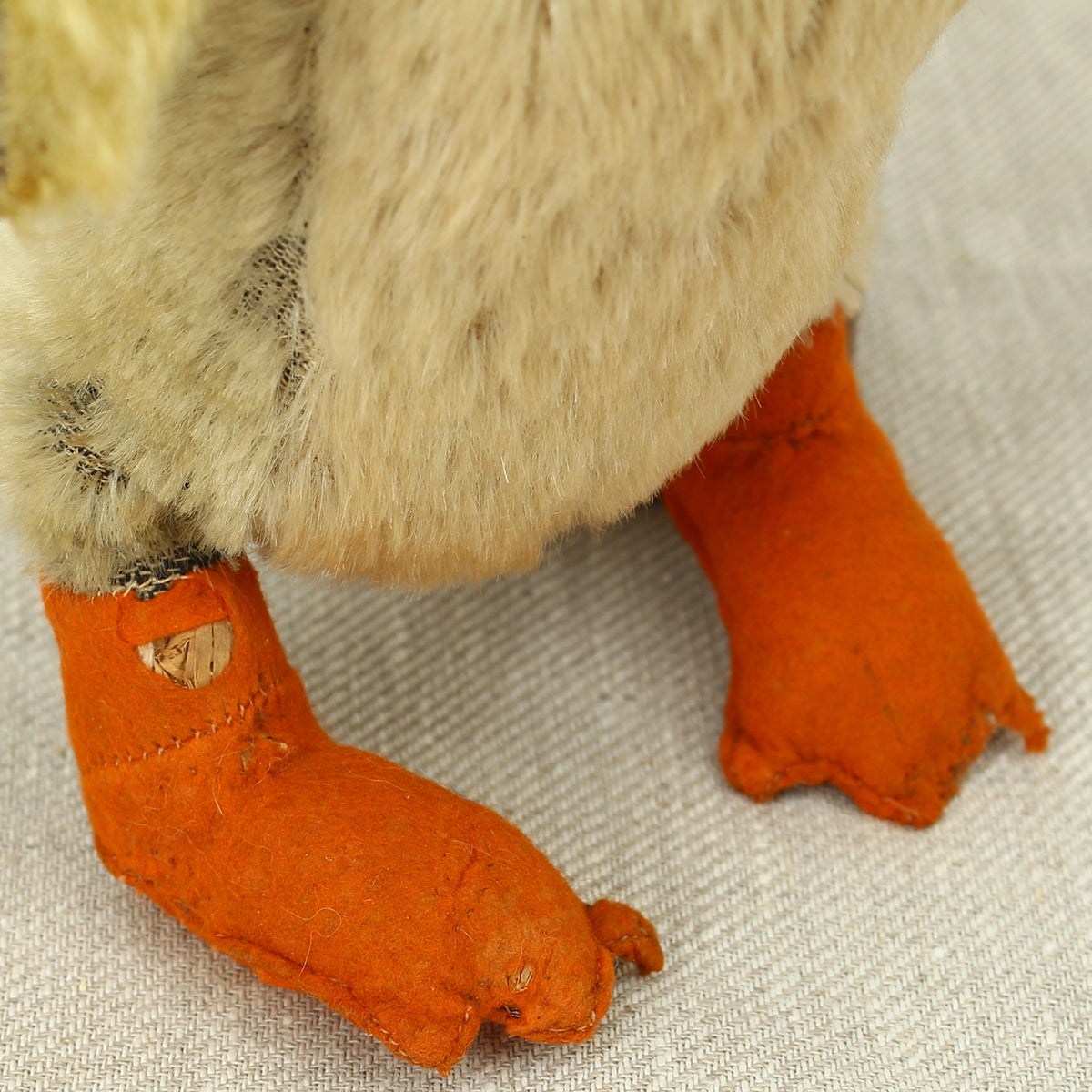 Toys & Juvenalia - a mid 20th century novelty mohair Penguin, black and white plastic eyes, orange and black felt beak, orange felt feet, 32cm high