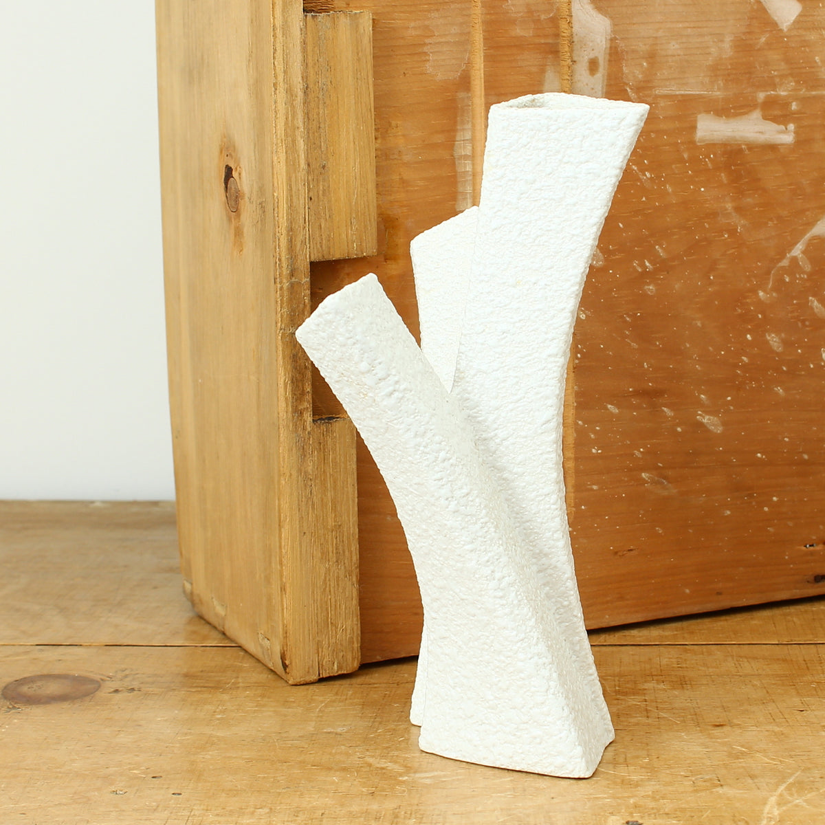 Post-War Modernist Design - a Sgrafo (Germany) Biomorphic design white porcelain vase, from the Korallenform series, designed by Peter Muller, textured body, 19.7cm high, printed and impressed mark to base, impressed '2018', 1960's period