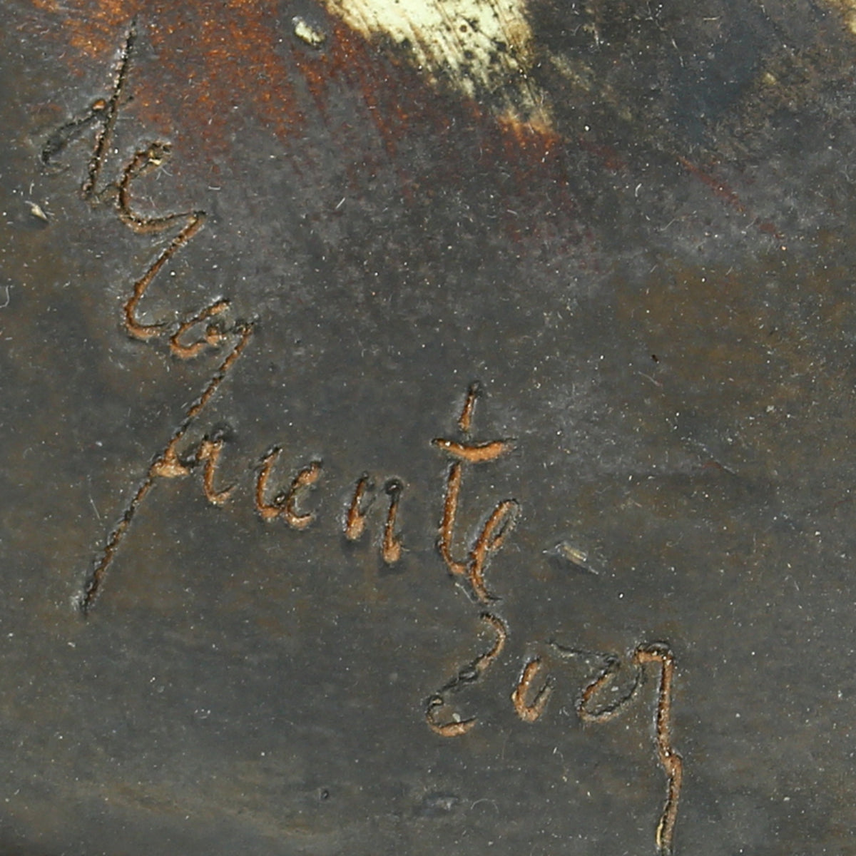 Jacqueline de la Fuente (Sculptural paper clay artist), charger with a study of a nude, serrated edge, signed and dated 2009 to the lower left edge, 34cm diameter