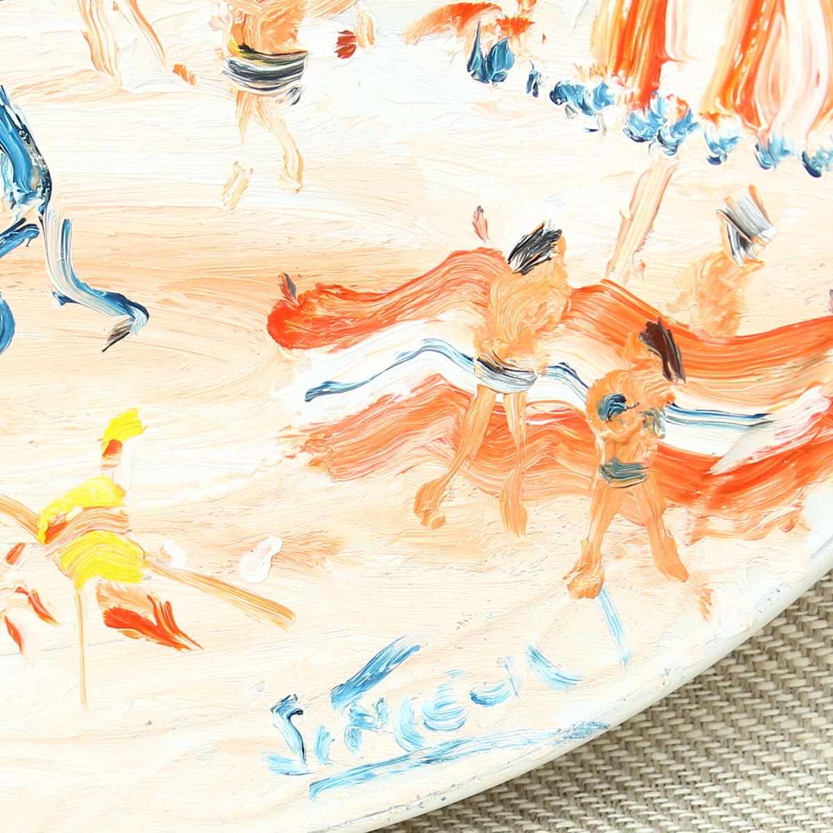 Simeon Stafford (British Artist, born 1956), The Mount, oil on porcelain plate, signed, title to verso, 23cm diameter