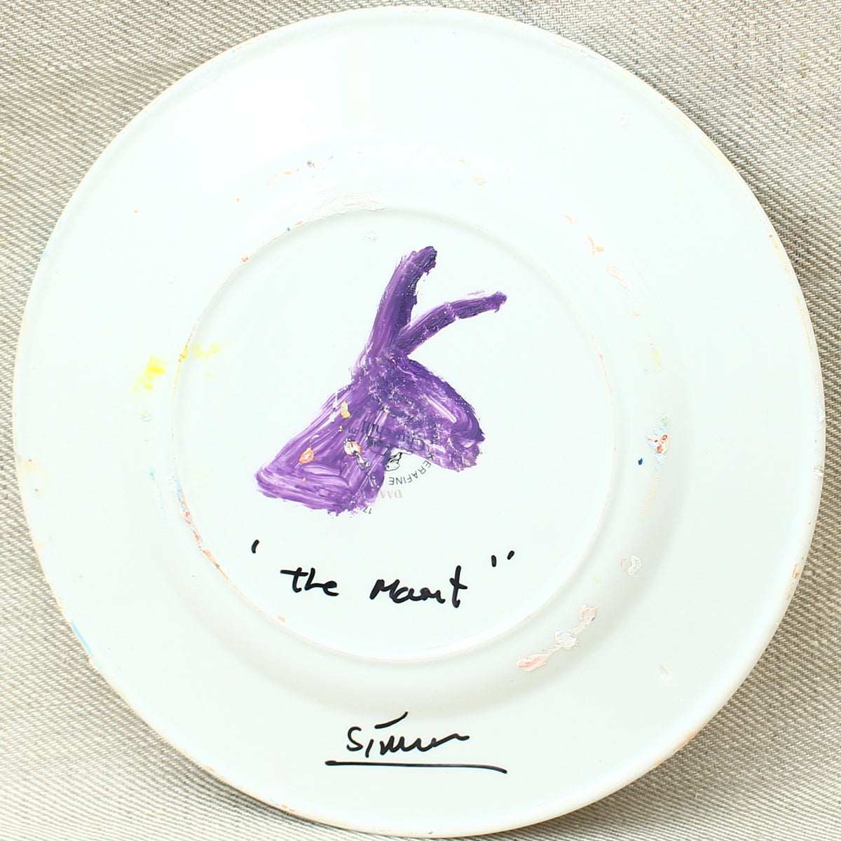 Simeon Stafford (British Artist, born 1956), The Mount, oil on porcelain plate, signed, title to verso, 23cm diameter