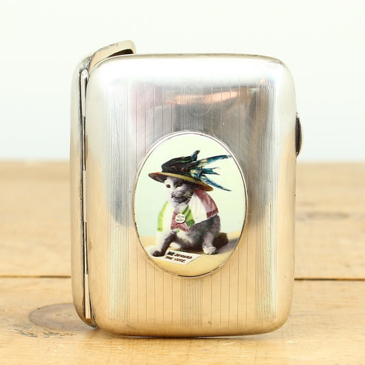 Social History, Suffragette Interest - an early 20th century George V silver rounded rectangular cigarette case