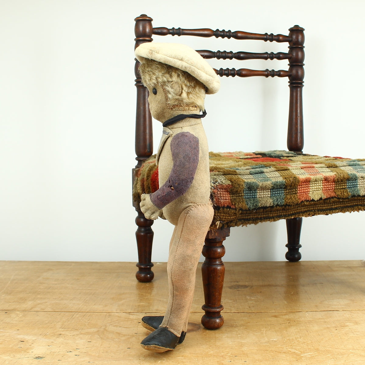 Toys & Juvenalia - an early 20th century straw-filled felt and mohair sailor doll, in the Steiff style