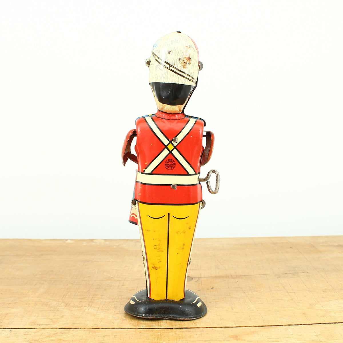 Toys & Juvenalia - a 1940's Louis Marx & Co. Ltd., Swansea, tinplate and clockwork mechanical drummer boy toy, boxed