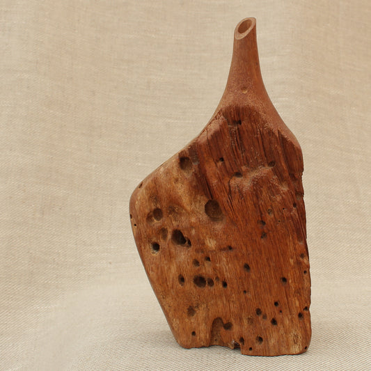 Treen - after Doug Ayers, a sculptural hardwood broad vase, abstract form