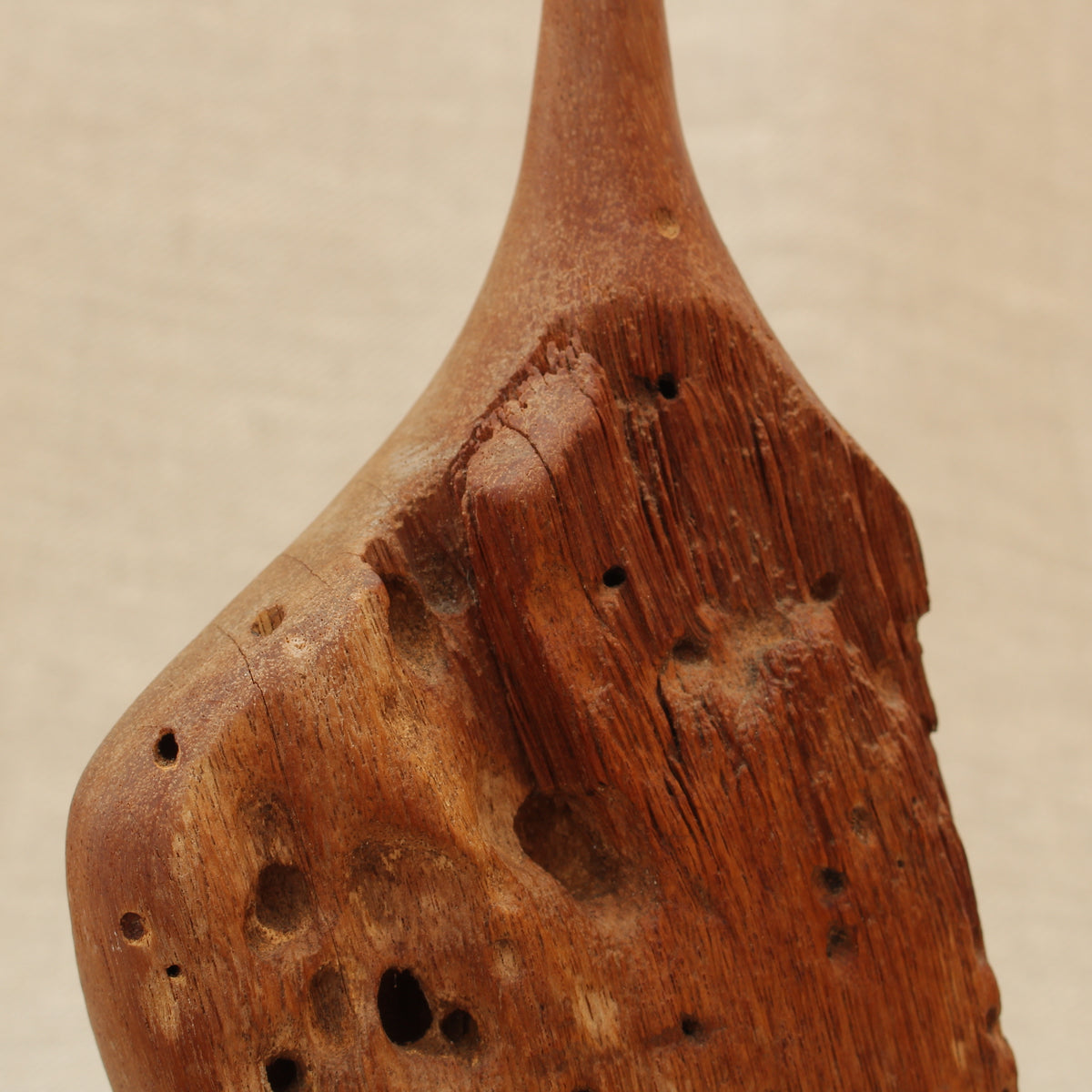 Treen - after Doug Ayers, a sculptural hardwood broad vase, abstract form