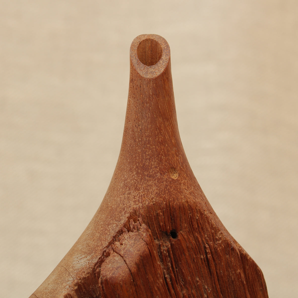 Treen - after Doug Ayers, a sculptural hardwood broad vase, abstract form