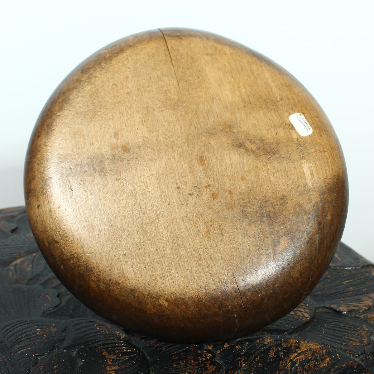 Treen - a pole lathe turned sycamore wood butter worker