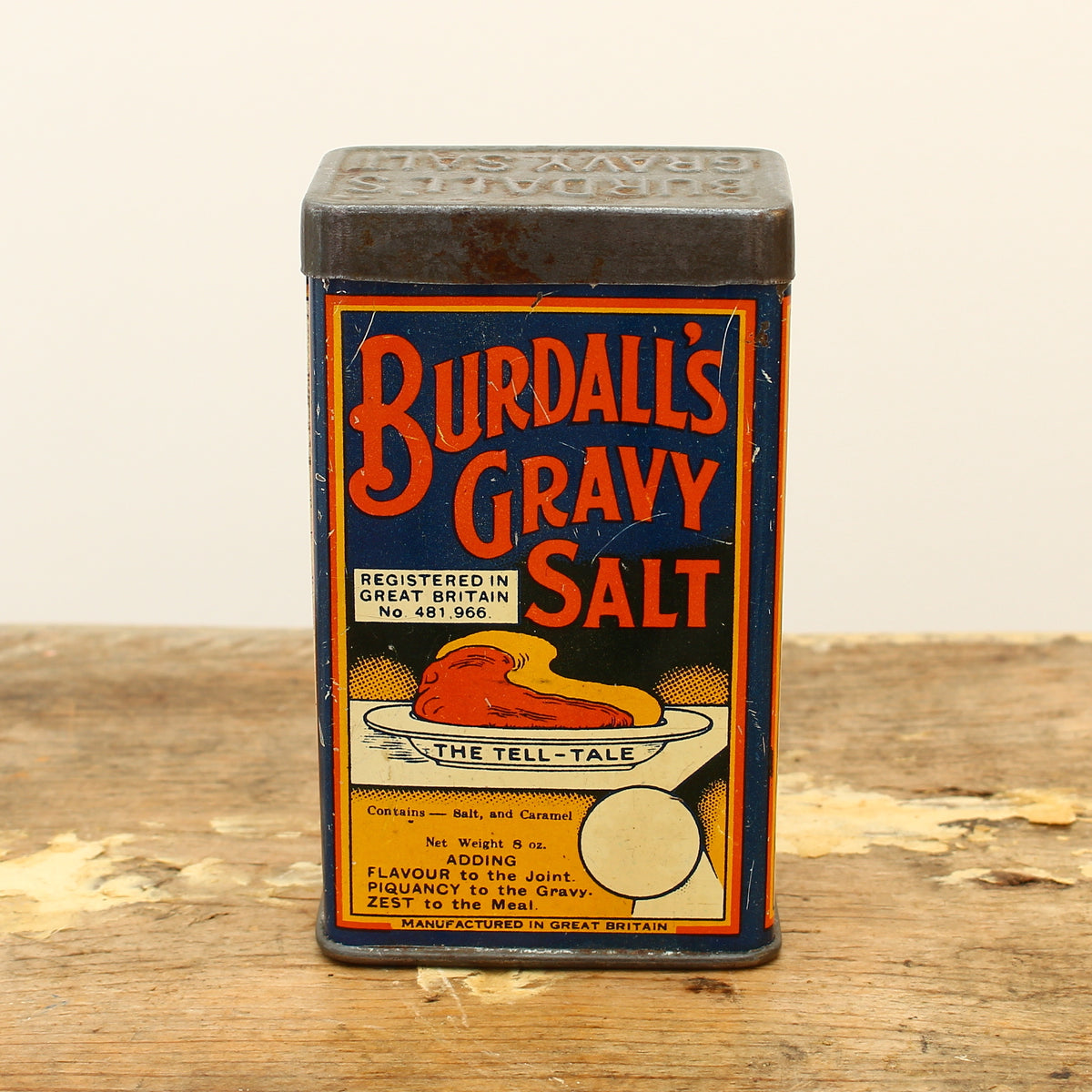 Advertising - a Burdall's Gravy Salt rounded rectangular shaped pictorial advertising tin