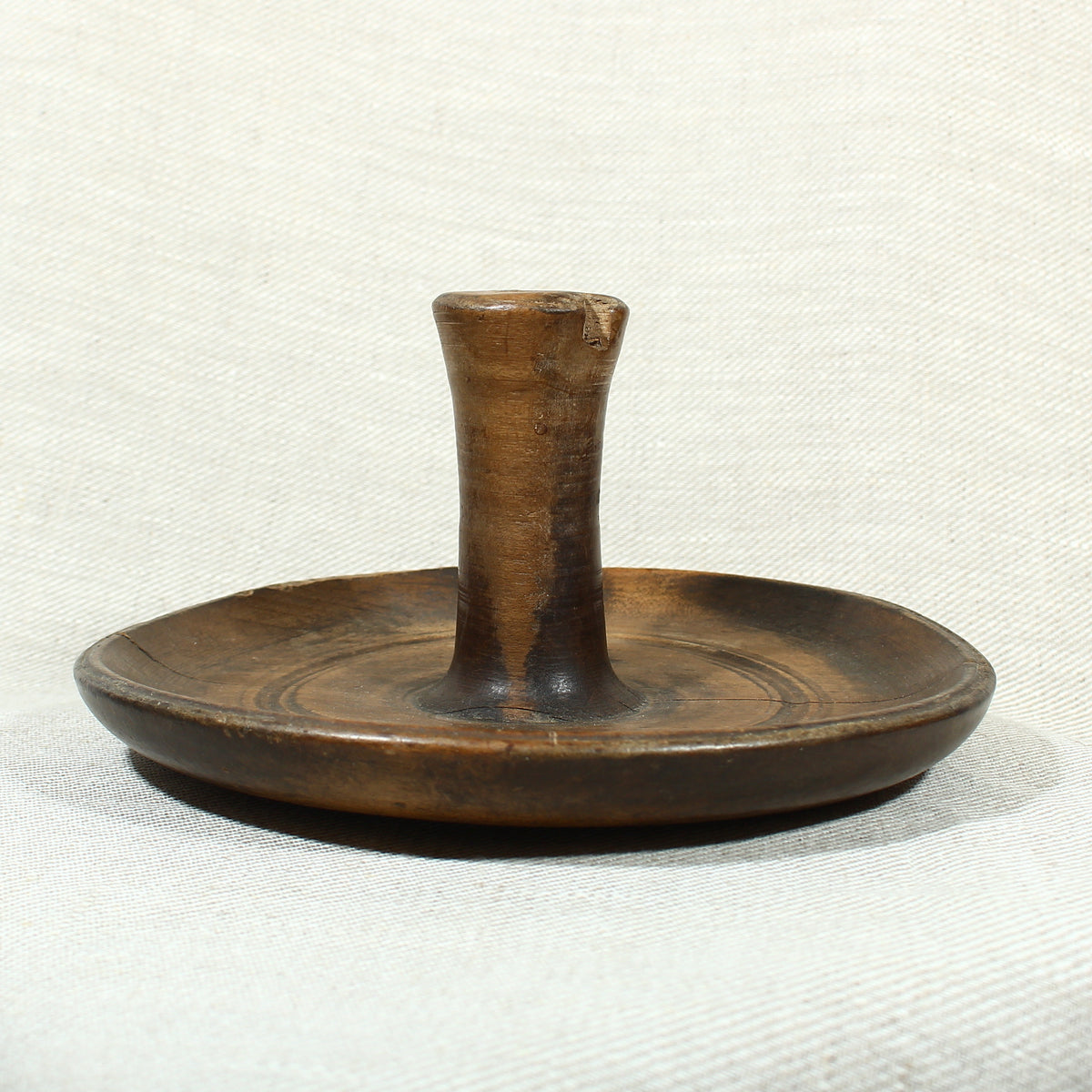 Treen - a pole lathe turned sycamore wood butter worker